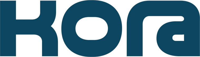 Blue logo with the letter 'KORA' on a white background